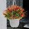 6Pcs Outdoor Artificial Plants UV Resistant, Fake Morning Glory Flowers with Orange Grass, Tropical Flowers Fall Leaves Foliage for Garden Patio Sidewalk Décor Red
